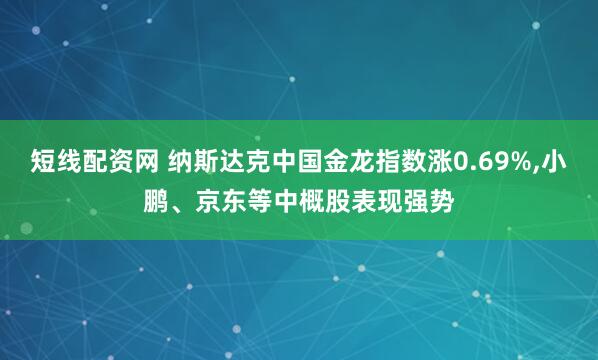 短线配资网 纳斯达克中国金龙指数涨0.69%,小鹏、京东等中概股表现强势